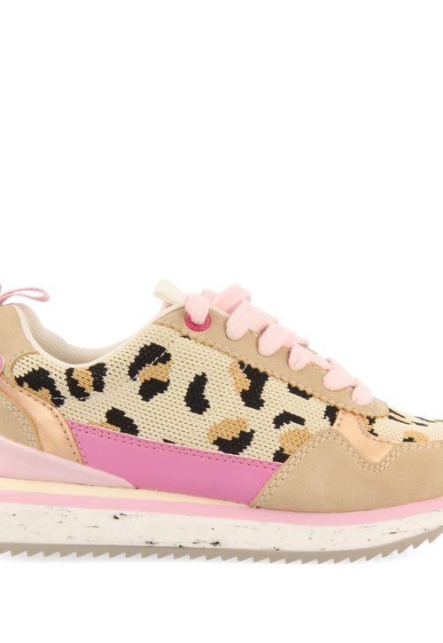 SNEAKERS CON ESTAMPADO ANIMAL Y DETALLES EN ROSA PARA NIÑA Y NIÑO IVES