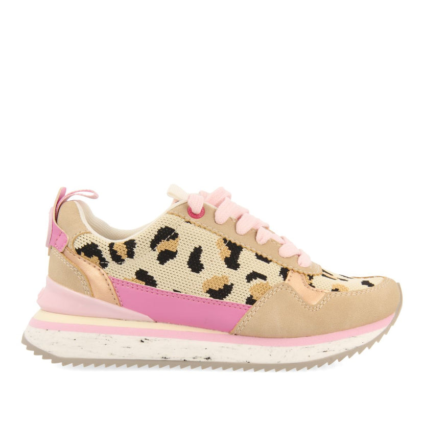 SNEAKERS CON ESTAMPADO ANIMAL Y DETALLES EN ROSA PARA NIÑA Y NIÑO IVES