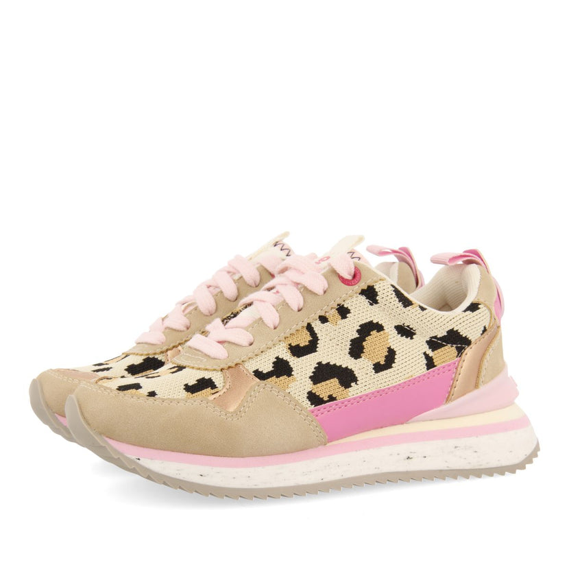 SNEAKERS CON ESTAMPADO ANIMAL Y DETALLES EN ROSA PARA NIÑA Y NIÑO IVES