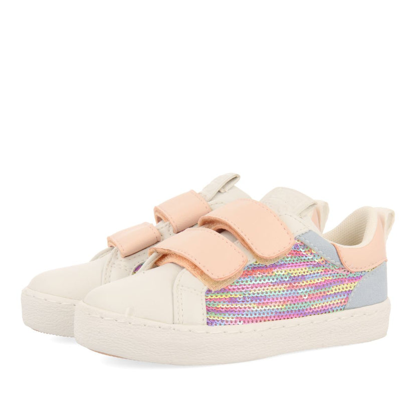 SNEAKERS BLANCAS CON LENTEJUELAS MULTICOLOR PARA NIÑA Y NIÑO GLENVAR