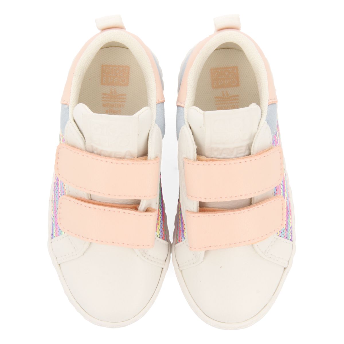 SCARPE DA GINNASTICA BIANCHE CON PAILLETTES MULTICOLOR PER RAGAZZA E RAGAZZO GLENVAR 