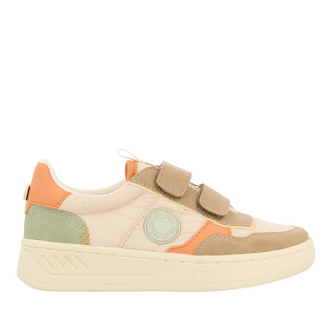 SNEAKERS COLOR BEIGE ESTILO RETRO CON DETALLES DE COLORES PARA NIÑA Y NIÑO WELAKA