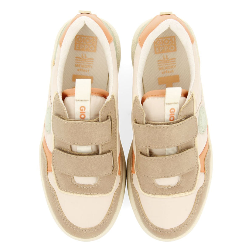 SNEAKERS COLOR BEIGE ESTILO RETRO CON DETALLES DE COLORES PARA NIÑA Y NIÑO WELAKA