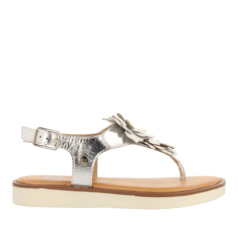 SILVER LEATHER SANDALS WITH FLOWER DECORATION FOR GIRL AND BOY IMOTSKI