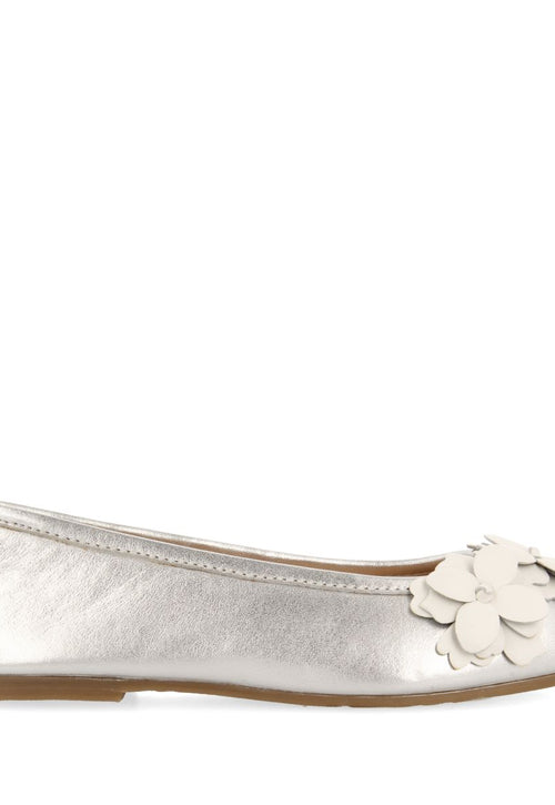 SILVER BALLET FLATS WITH FLORAL DECORATION FOR GIRL AND BOY PHARR