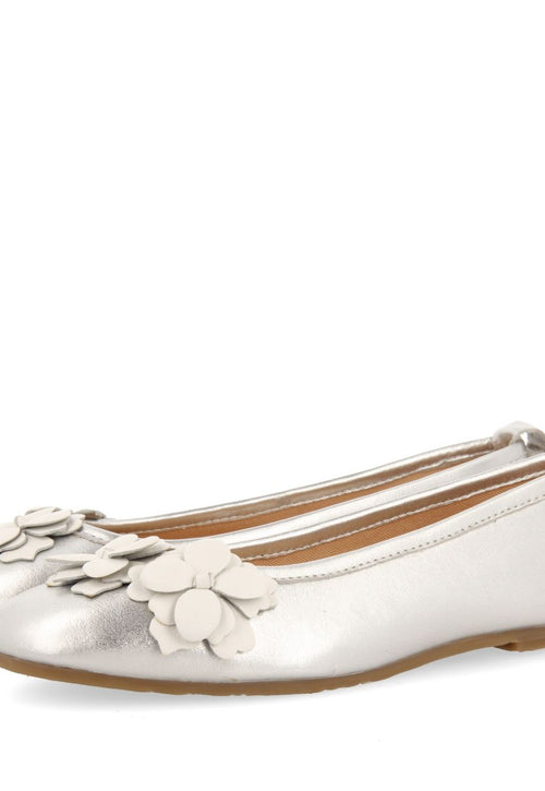 SILVER BALLET FLATS WITH FLORAL DECORATION FOR GIRL AND BOY PHARR