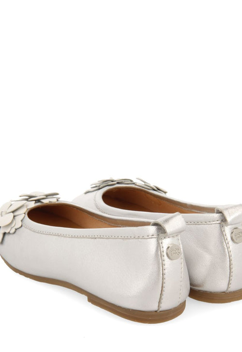 SILVER BALLET FLATS WITH FLORAL DECORATION FOR GIRL AND BOY PHARR