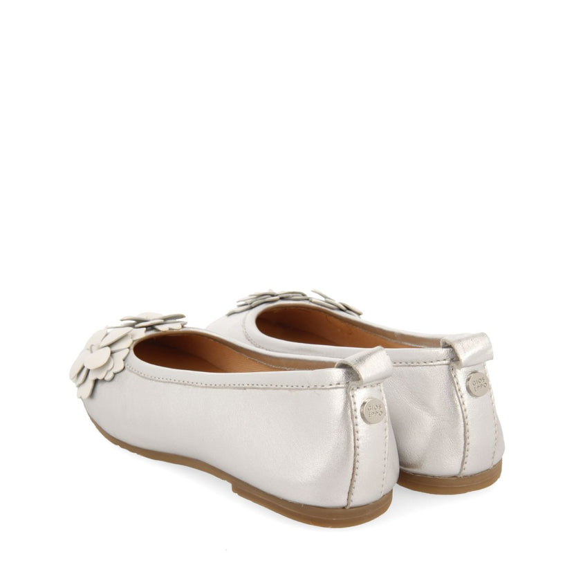 SILVER BALLET FLATS WITH FLORAL DECORATION FOR GIRL AND BOY PHARR