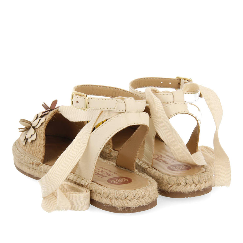 NUDE LEATHER ESPADRILLES WITH FLORAL EMBELLISHMENT FOR GIRL AND BOY PRESCOTT