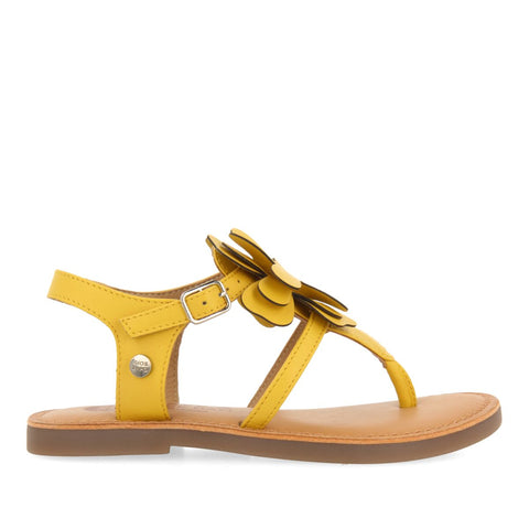 SANDALI GIALLI IN PELLE STILE GRECO CON DECORAZIONE DI FIORI PER RAGAZZA E RAGAZZO SUKE 