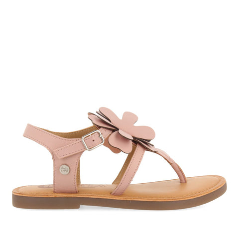 SANDALI ROSA IN PELLE STILE GRECO CON DECORAZIONE DI FIORI PER RAGAZZA E RAGAZZO SUKE 