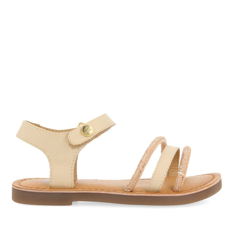 OFF-WHITE LEATHER SANDALS WITH EMBELLISHMENTS FOR GIRLS AND BOYS SANTEE