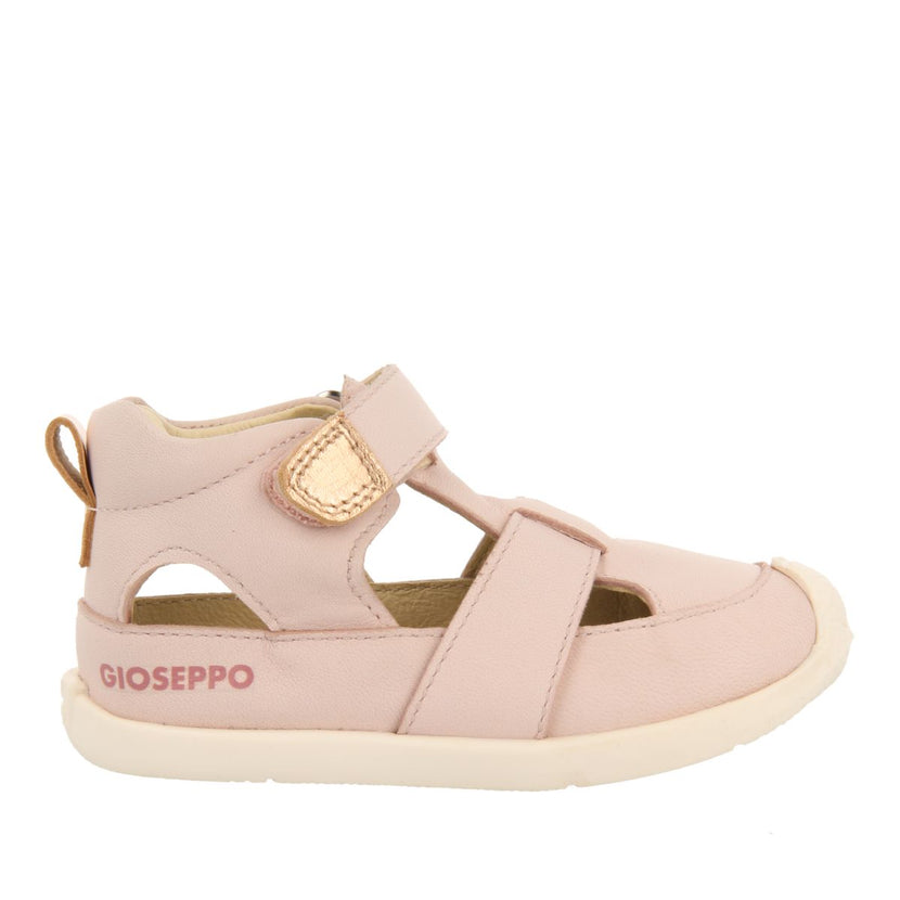 PINK LEATHER SANDALS WITH METALLIC ACCENTS FOR BABY CERRIK
