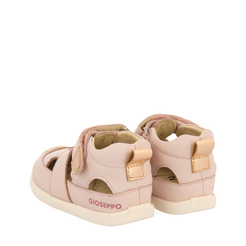 PINK LEATHER SANDALS WITH METALLIC ACCENTS FOR BABY CERRIK