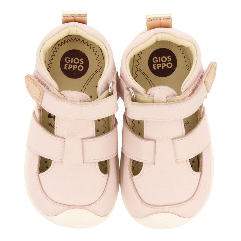 PINK LEATHER SANDALS WITH METALLIC ACCENTS FOR BABY CERRIK