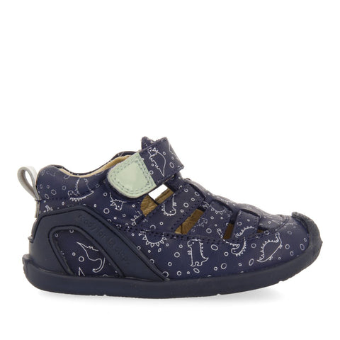 BLUE NAVY LEATHER CRAB STYLE FANTASY PRINT SANDALS FOR BABY DEVOLL