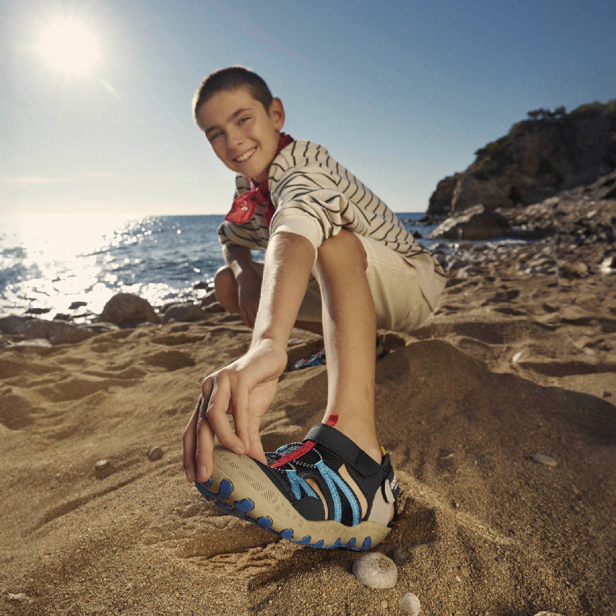 SANDALI SPORTIVI BLU STILE CALIFORNIANO PER BAMBINA E BAMBINO BARFLEUR