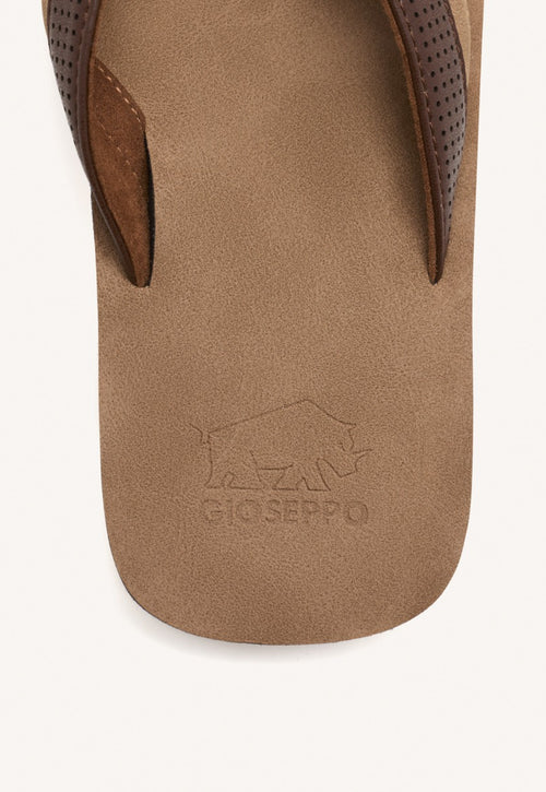 CHANCLAS MARRONES CON CORTE BICOLOR PARA HOMBRE BRENT