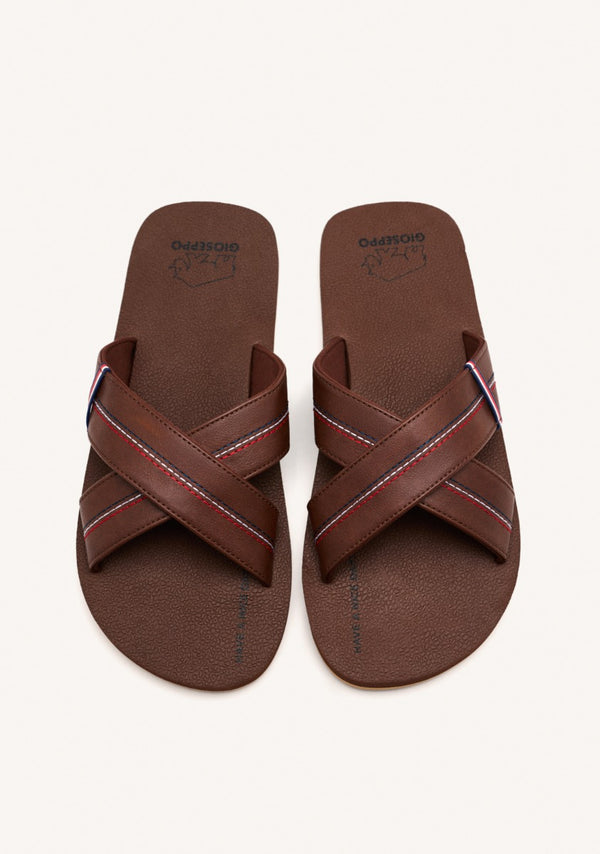 BROWN SANDALS WITH CROSS STRAP AND COLOR DETAILS FOR MEN ELKTON