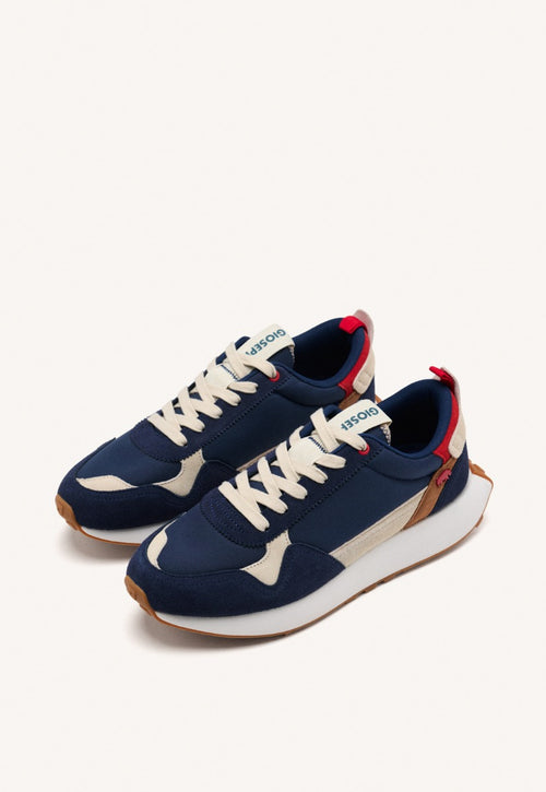 NAVY BLUE SNEAKERS WITH COLOR CONTRASTS FOR MEN ZENNOR