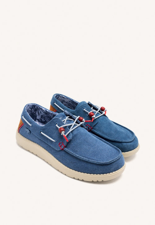MOCASINES COLOR AZUL MARINO ESTILO NÁUTICOS CON DETALLES DE COLORES PARA HOMBRE SULT