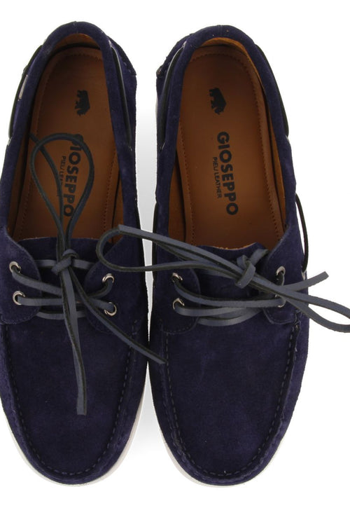 MOCASSINS EN CUIR DE COULEUR BLEU MARINE DE STYLE NAUTIQUE POUR HOMME TRUNO