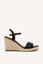 SANDALIAS DE PIEL NEGRAS CON CUÑA DE YUTE PARA MUJER ZHEPE