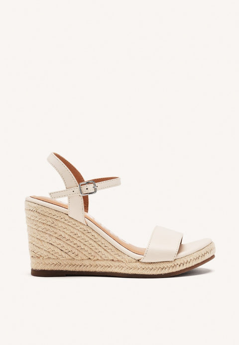 OFF-WHITE LEATHER WEDGE SANDALS WITH JUTE FOR WOMEN ZHEPE