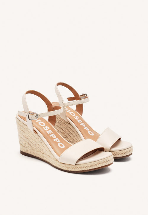 SANDALIAS DE PIEL OFF-WHITE CON CUÑA DE YUTE PARA MUJER ZHEPE