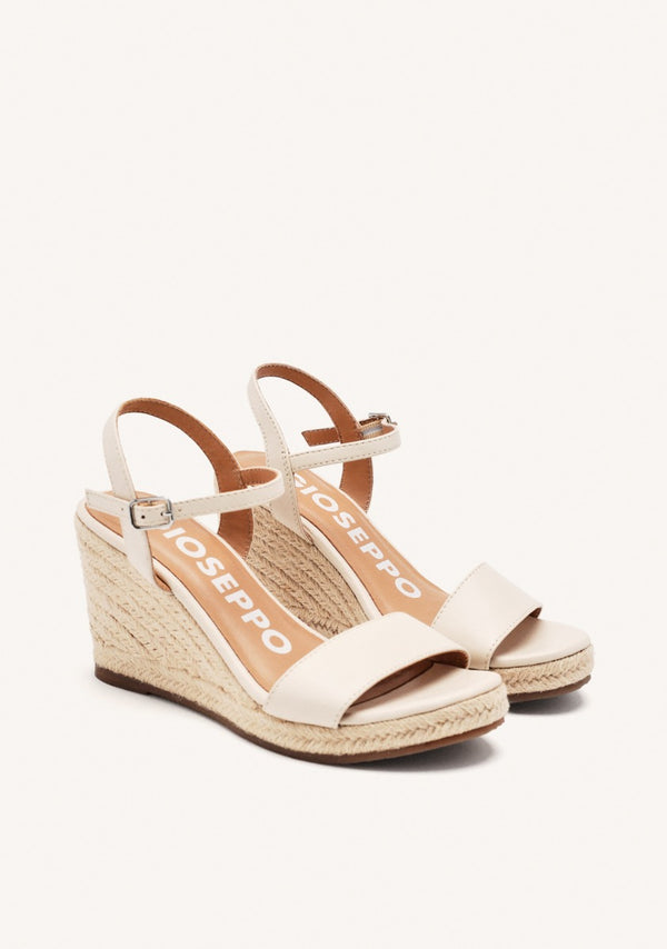 SANDALIAS DE PIEL OFF-WHITE CON CUÑA DE YUTE PARA MUJER ZHEPE