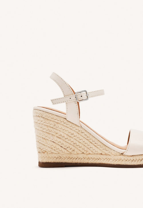 SANDALIAS DE PIEL OFF-WHITE CON CUÑA DE YUTE PARA MUJER ZHEPE