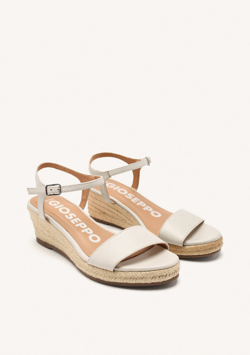 SANDALIAS DE PIEL OFF-WHITE CON CUÑA DE YUTE PARA MUJER YALAHA