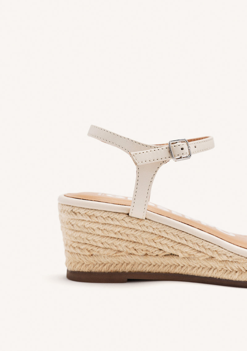 SANDALIAS DE PIEL OFF-WHITE CON CUÑA DE YUTE PARA MUJER YALAHA