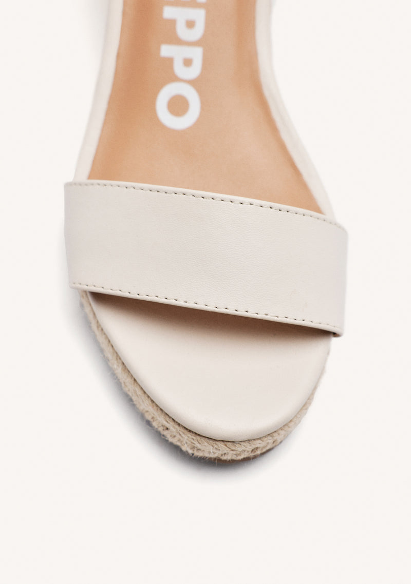 SANDALIAS DE PIEL OFF-WHITE CON CUÑA DE YUTE PARA MUJER YALAHA
