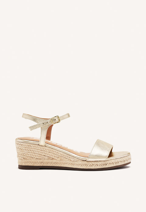 SANDALI IN PELLE COLORE PLATINO CON ZEPPA IN IUTA PER DONNA YALAHA