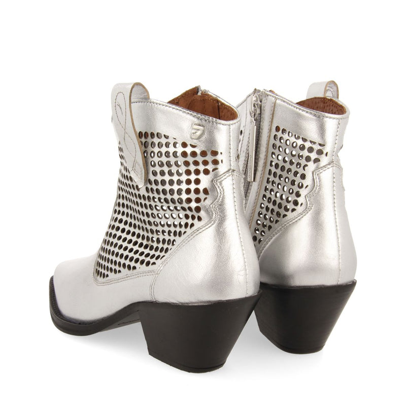 BOTINES PLATEADOS DE PIEL TIPO COWBOY PARA MUJER WEKIWA