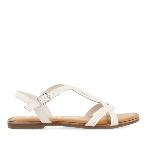 SANDALIAS DE PIEL BLANCAS DE TIRAS CRUZADAS PARA MUJER ELBASAN