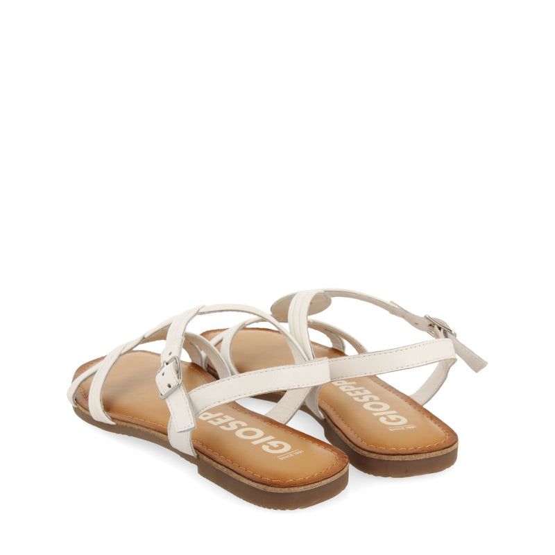 SANDALIAS DE PIEL BLANCAS DE TIRAS CRUZADAS PARA MUJER ELBASAN
