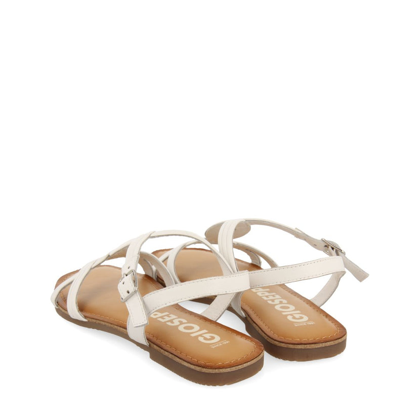 SANDALIAS DE PIEL BLANCAS DE TIRAS CRUZADAS PARA MUJER ELBASAN