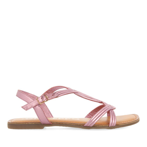 SANDALIAS DE PIEL ROSA DE TIRAS CRUZADAS PARA MUJER ELBASAN