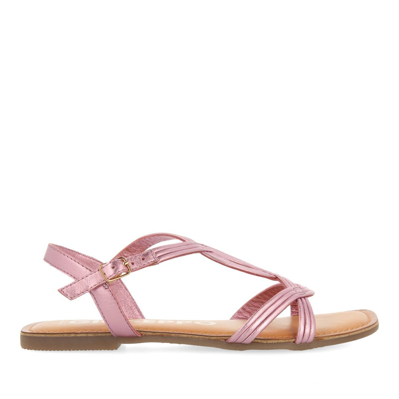 SANDALIAS DE PIEL ROSA DE TIRAS CRUZADAS PARA MUJER ELBASAN