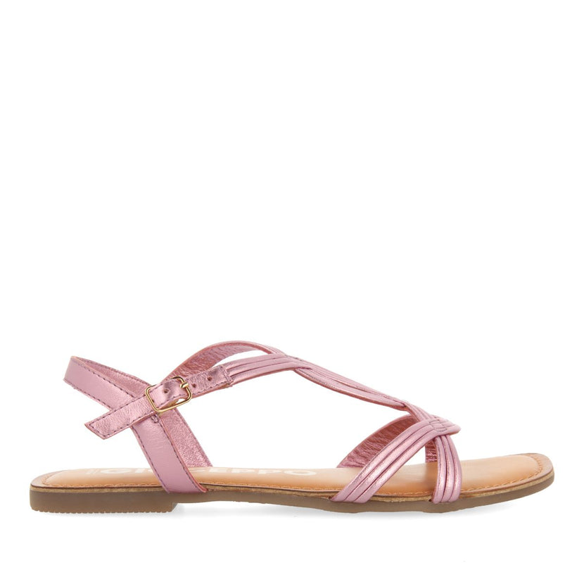 SANDALIAS DE PIEL ROSA DE TIRAS CRUZADAS PARA MUJER ELBASAN