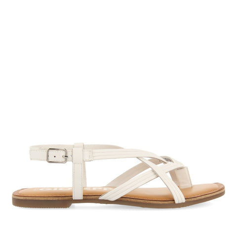 SANDALIAS DE PIEL BLANCAS DE TIRAS CRUZADAS PARA MUJER FUNARE