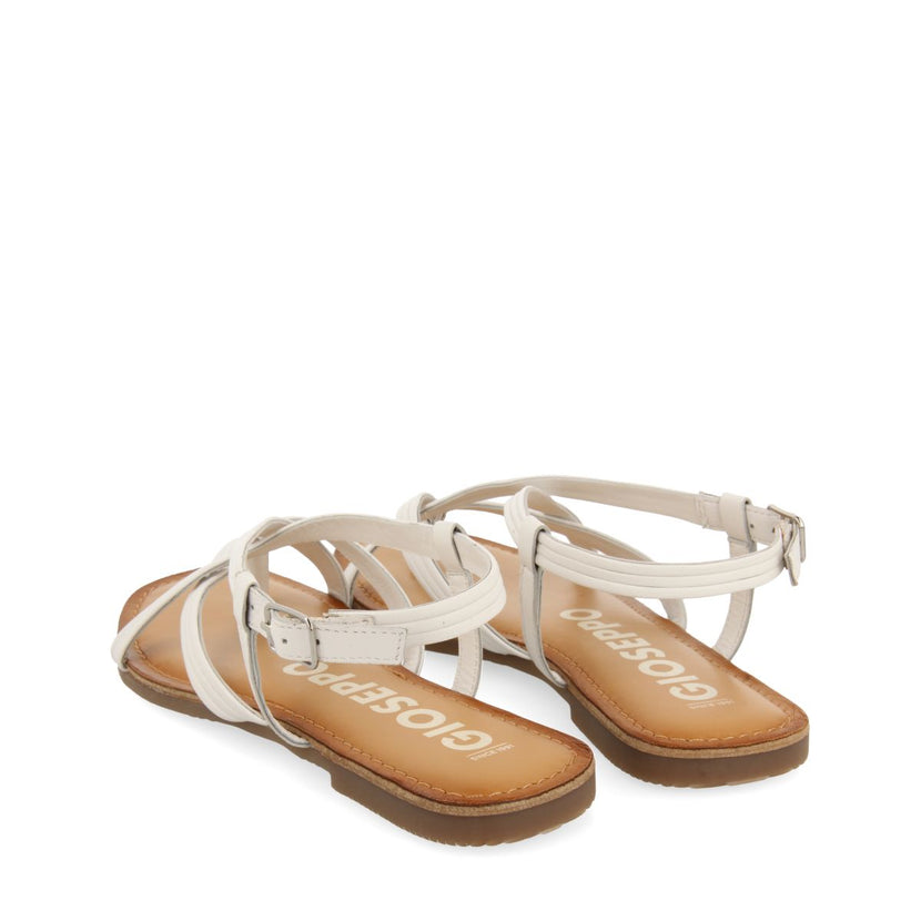 SANDALIAS DE PIEL BLANCAS DE TIRAS CRUZADAS PARA MUJER FUNARE