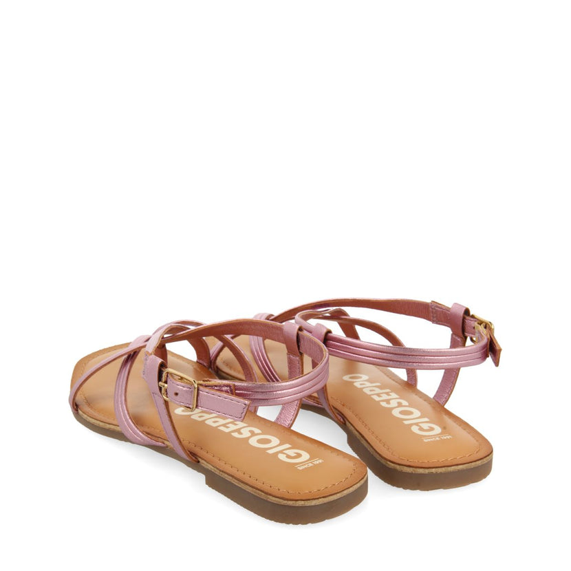SANDALIAS DE PIEL ROSA DE TIRAS CRUZADAS PARA MUJER FUNARE