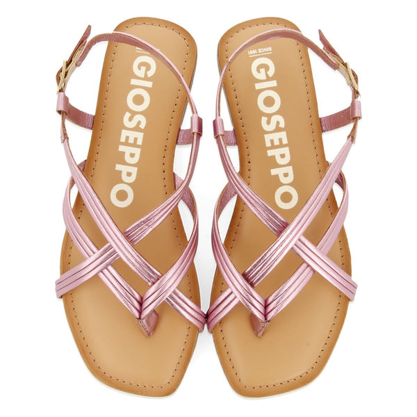 SANDALIAS DE PIEL ROSA DE TIRAS CRUZADAS PARA MUJER FUNARE