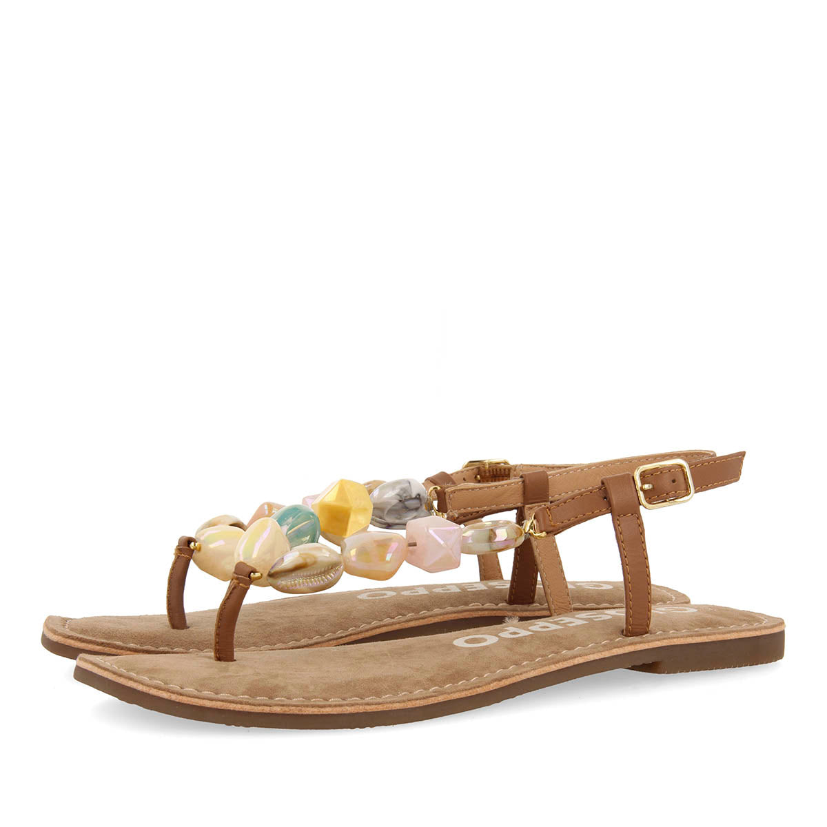 SANDALIAS CUERO CON PIEDRAS MULTICOLOR PARA MUJER KARLOVAC