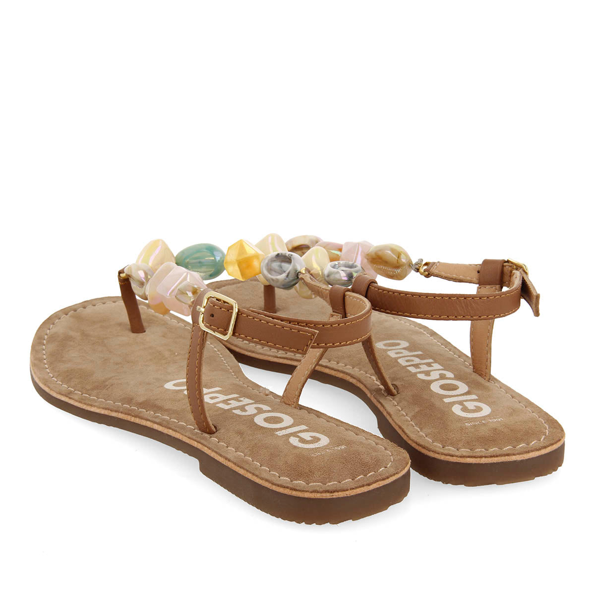 SANDALIAS CUERO CON PIEDRAS MULTICOLOR PARA MUJER KARLOVAC