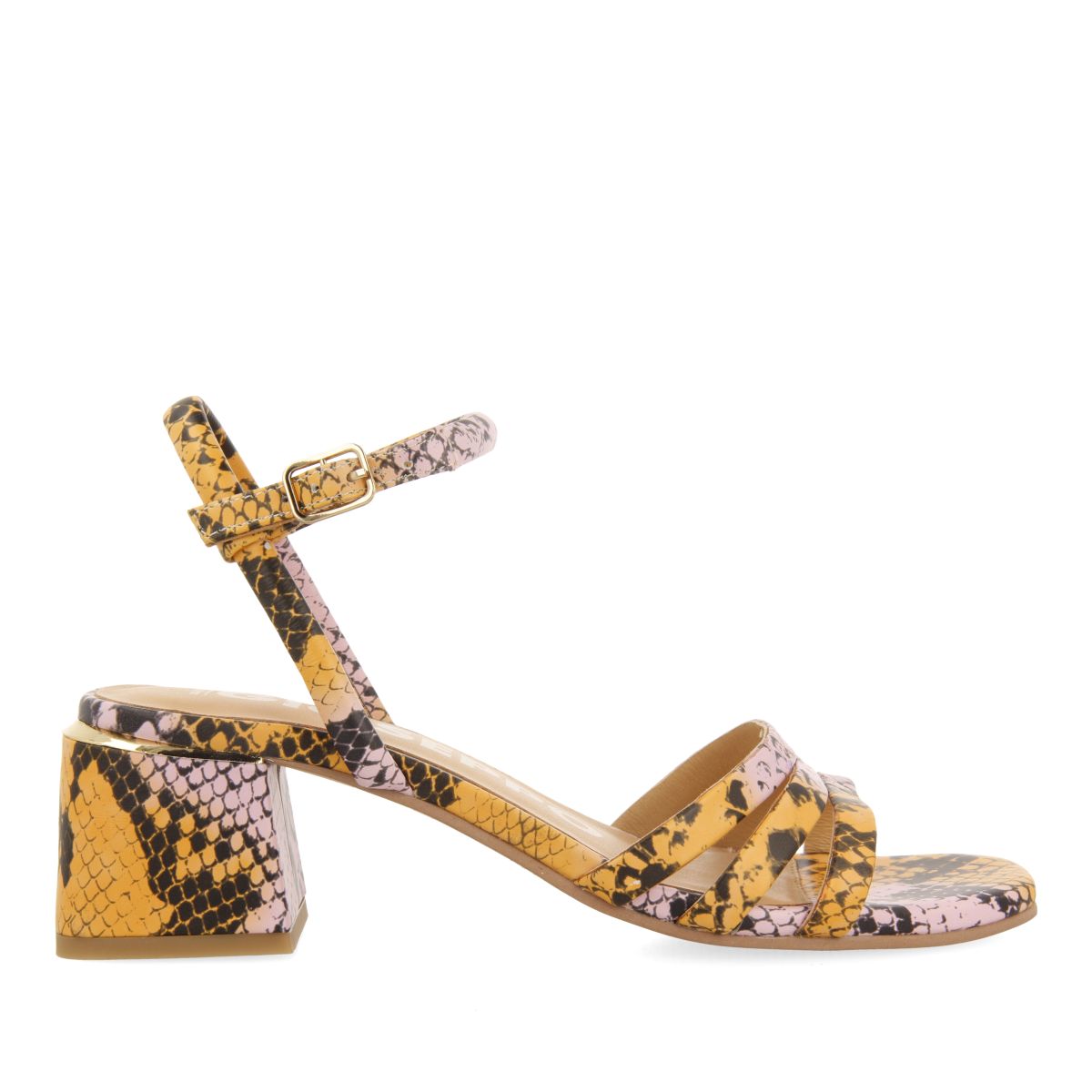 SANDALIAS DE TACÓN DE PIEL CON PRINT ANIMAL MULTICOLOR PARA MUJER KUTALLI