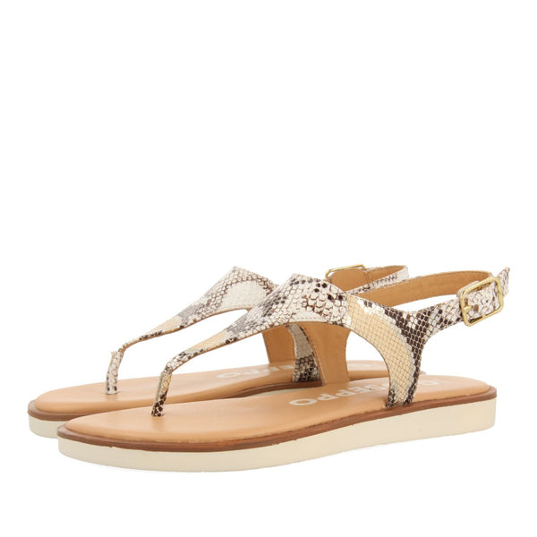 SANDALI OFF-WHITE IN PELLE CON STAMPA DI SERPENTE PER DONNA XIBER